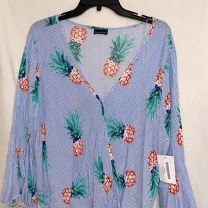 NWT Pineapple Wrap Top